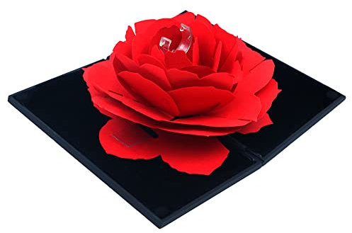 Tiardey Jewelry Box Rose Ring Box Flower Jewelry Gift Surprise Display Rings Holder Case Pendant Tray Valentine's Day Earrings Organizer - Black