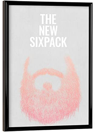 artboxONE Poster mit schwarzem Rahmen 18x13 cm Typografie The New Sixpack - Bild Bart Bauch Mann