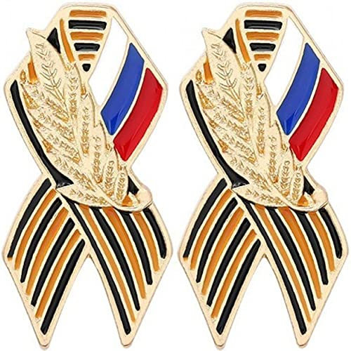 Ruluti Russische Flagge Pin Abzeichen Band Ohr Von Weizen Metall Revers Pin Brosche Saint George Victory Day Revers Pin Festliche Geschichte Erinnerungssymbol Zeichen Geschenke
