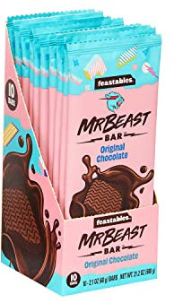 Feastables MrBeast Chocolate Bars/Barres de chocolat MrBeast de Feastables (10 x 60g) (Original Chocolate)