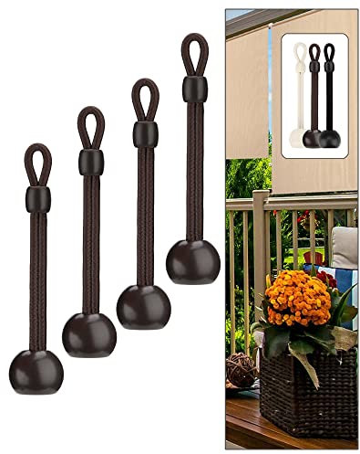 IVYSUN Ersatzteile, Bungee-Spanngurte, Wetterbeständigkeit, gleiche Größe wie das Original, kompatibel mit Coolaroo Außenrollos, Outdoor-Jalousien (Braun, 4 Stück)