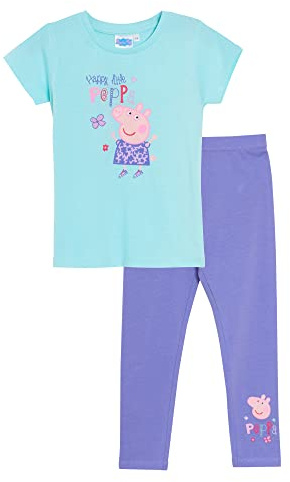 Peppa Pig Girls T-Shirt and Leggings Set Kids Peppa Daywear Matching Top + Bottoms Outfit