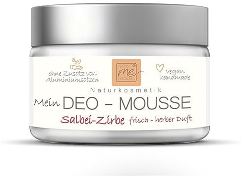 Thats me organic Bio Deo Mousse Salbei-Zirbe 50ml – veganes Naturkosmetik Deo – Antitranspirant ohne Aluminium – frisches und effektives Deo gegen starkes Schwitzen – Creme Deo