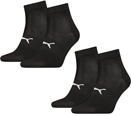 PUMA 4 Paar atmungsaktive, elastische Quarter Socken Damen & Herren/Sportsocken