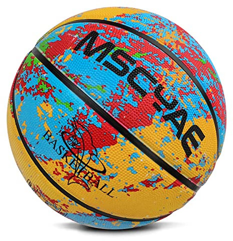 MSCYAE Basketball Größe 5,Basketball für Kinder,Mini Basketball Größe 3 ideal auf die Jugend Kinderhände,Outdoor Basketball Gummi Orange 3