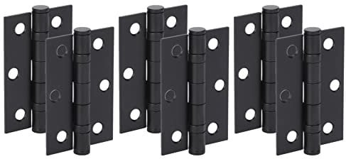 HANDLEZONE® Door Hinges 3 Pairs 76mm / 3 inch Ball Bearing, with Screws - Black Matt