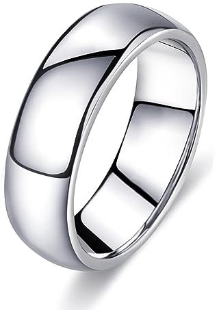 FUNEIA Silber Band Ring Damen Herren 1-8mm Breit Edelstahl Ringe für Männer Frauen Simpel Polierte Trauring Ehering Verlobungsring Daumenring Finger Ring Größen 52, 54, 57, 60, 62, 65, 67