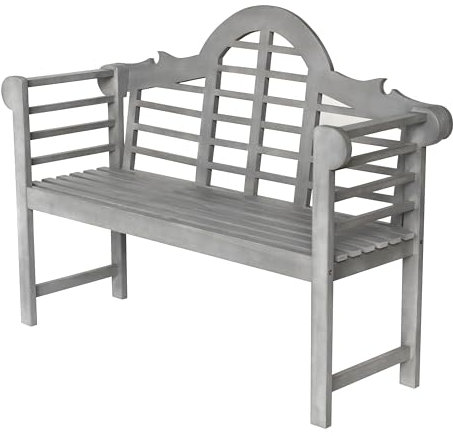 JONATHAN Y BNH103B Lutyens 3-Sitzer, gewölbt, 272,2 kg, Akazienholz, für den Außenbereich, Garten, Terrasse, Bank für Garten, Rasen, Hinterhof, Pool, Deck, Strand, Feuerstelle, Grau