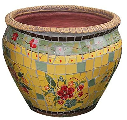 Vintage-Blumentopf für den Außenbereich, großer Garten-Keramik-Blumentopf für drinnen und draußen, Bonsai-Übertopf, mexikanischer Blumentopf, Balkon-Terrassen-Blumentopf, ideal für Pflanzen und Blumen