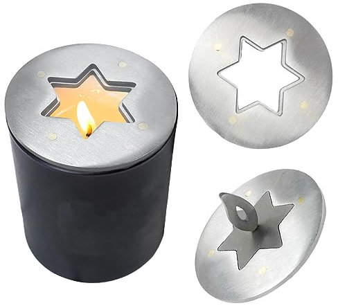 Amindz Kerzenlöcher,Edelstahl-Kerze Feuerlöscher Abdeckung,Hexagramm-Kerzendeckel,Kerzen Löschhütchen zum Sicheren Löschen von Kerzendochten, Geschenk für Kerzenliebhaber (Ø55mm