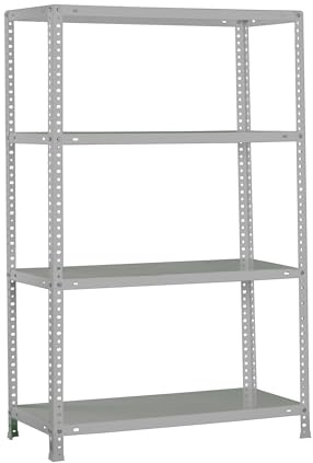 Simonrack Schwerlastregal, Lagerregal, 150x110x50 Metallregal, Kellerregal, Biegestelle 90 kg, 4 Fachböden, Grau - Comfort