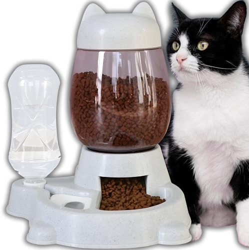 Retoo Futterspender Futterautomat Hunde, Katze, Automatischer, Futterspender Katze, Pet, Feeder, Mit, Timer, Portion, Steuerung, Reisen, Zuhause, Wasserspender für Hunde, Katzen, Haustiere