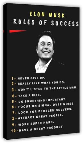 OWNPET Elon Musk 11 Leinwand-Poster, Wandkunst, Dekordruck, Bild, Gemälde für Wohnzimmer, Schlafzimmer, Dekoration, Rahmenstil, 30 x 45 cm