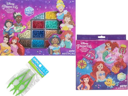 Perler Disney Fuse Bead Activity Kit, Prinzessinnen, groß, 4474 Count, Perler Little Mermaid Kleine Box, verschmolzene Perlen-Bastelset, Pinzetten 2003, 2 Stück