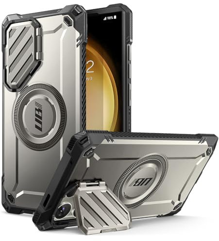 SUPCASE UB Mag XT Case for Samsung Galaxy S24 Ultra (2024 Release), Extreme Lens Protection Slim Rugged Case with Built-in Kickstand (TiGray)