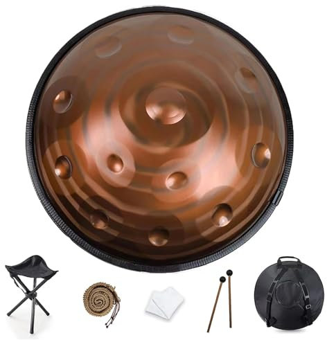 9 10 12 Noten Handpan Drum Instrument, 22 Zoll Handpan Drum In D Minor, 432 Hz Stahlhandtrommel Mit Soft Handpan Bag, 2 Handpan Mallets, Handpan Stand, Für Klangheilung Persönliche Meditation