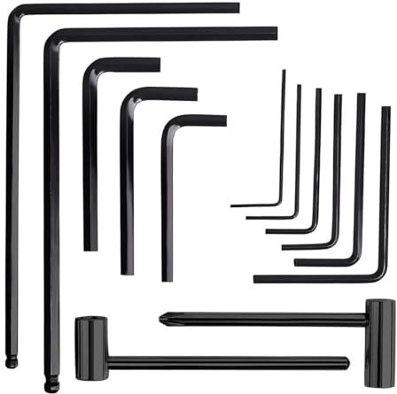 Tiardey Das 13-teilige Gitarren-Inbusschlüssel-Set von enthält 4 mm, 5 mm verlängerte Halsstab-Inbusschlüssel und 7 mm, 8 mm Halsstab-Sechskantschlüssel