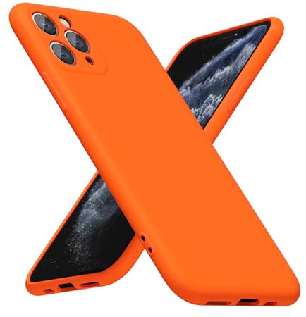LoeoeL for iPhone 11 Pro Phone Case Silicone, Fluorescent Neon Orange Bright Color Matte TPU, Minimalist Ultra Thin Slim Soft Rubber Gel Girly Cute Case for Women Men, Camera Cover Protection