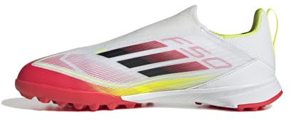 adidas F50 League Laceless Football Boots Turf Kids, Botas de fútbol, Cloud White/Core Black/Solar Yellow, 28 EU