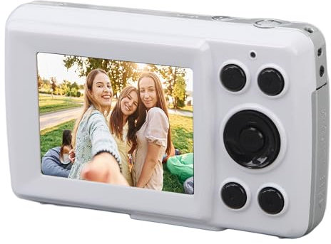 Digitalkamera, FHD 1080P, Kinderkamera, 16 MP, Digitalkameras, 2,4-Zoll-Display, 16-facher Zoom, Kompakte Kleine Kamera, für Kinder, Jungen, Mädchen, Studenten (White)