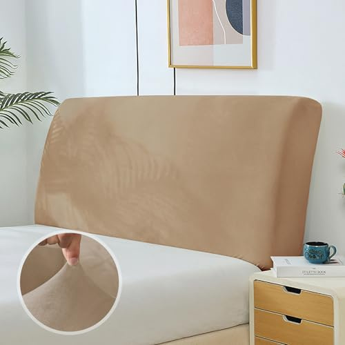 KAYBTNT Samt Bett Kopfteil Bezug, Staubdicht Bettkopfteil Bezug, Weicher Elastisch Velvet Stoff Bettkopfteil Husse, Kopfteil Abdeckung für Gepolsterte, Kopfteil, Boxspringbett (Sand, 180-200cm)
