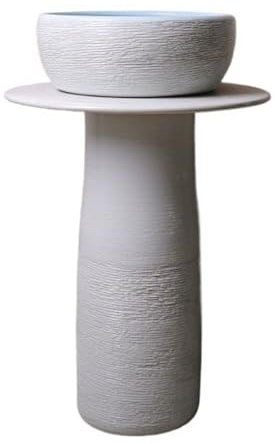 Lavabo sur colonne Lavabo sur colonne de salle de bain, petit lavabo sur pied intérieur et extérieur, combinaison de lavabo sur colonne en céramique avec robinet, bonde et miroir Évier sur pied(002)