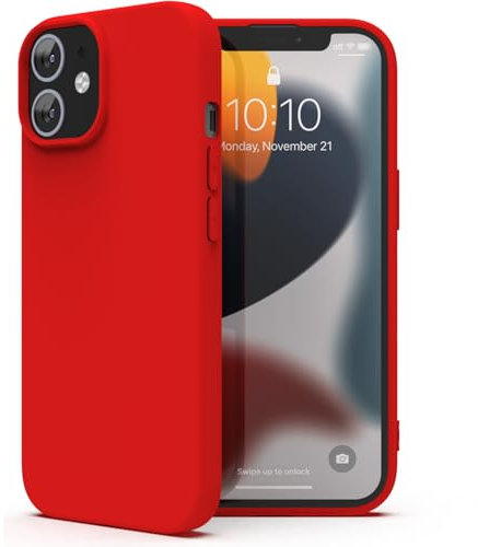 Zuvirelx Silikon Handyhülle für iPhone 13 Mini Hülle, Weiches Griff, Dünne, Minimalistisch, Stoßfest, rutschfest, Taschenpassend - Rot