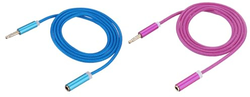 sourcing map Headphone Extension Cable, Nylon-Braided Male to Female Aux Cord Extender for Cellphones PC Media Players Speakers Adaptor Blue/Rose