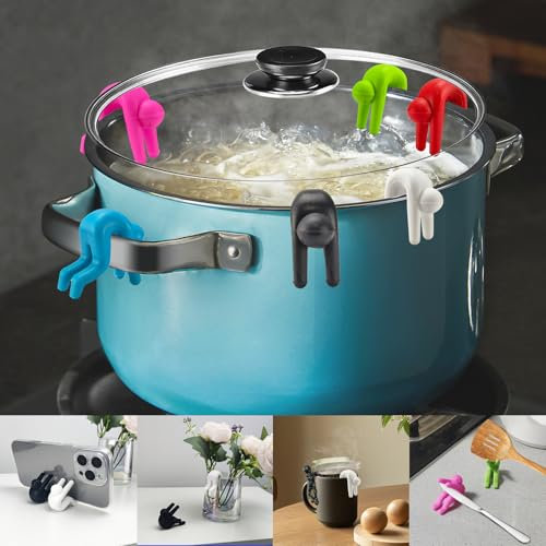 WLDDFF Pot Lid Lifter Funny kitchen Gadgets 2024 Cute Guys Pot Lid Holder While Cooking Boil Over Spill Stopper Little Guys Pot Watcher (6 colorful dolls)