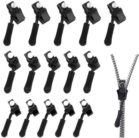 IKOPFLN 15 Pezzi Tira Zip Rimovibile Cerniera Lampo Riparazione, Cursore Cerniera Ricambio, Cerniere Lampo, 3 misure Cursori per Cerniere Lampo Zip Cerniera per Giacche Borse Valigie Jeans