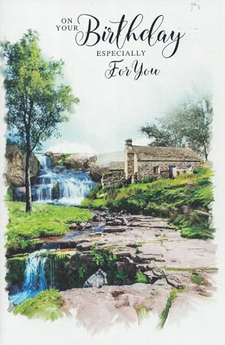 Grußkarte zum Geburtstag, Landschaft, Wasserfall, 23 x 15 cm