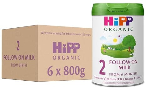 HiPP Organic 2 Follow On Baby Milk Powder Formula, from 6 Months, 800g (Pack of 6)