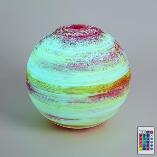 Tonhandisplay LED Gartenleuchte Außenlampe Kugellampe mit Stromkabel 3 M Leuchtkugel Farbwechsel Fernbedienung RGB Dimmbar Fassung E27 inkl Leuchtmittel IP55 (Mars-40)