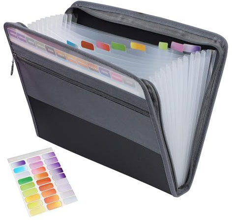 Sac à Documents Extensible Pochettes Dossier de Fichiers 13 Poches, A4 Trieur Accordéon Sac Porte Documents avec Fermeture à Glissière pour École, Bureau, Maison (Noir)