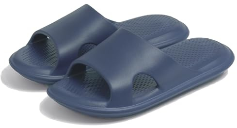 Donpapa Claquettes Femme Chaussons Hommes Confort Douche Sandales Antidérapant Maison Sliders Plage Pantoufles Soft Tongs Sandales Bleu W13 EU43-44