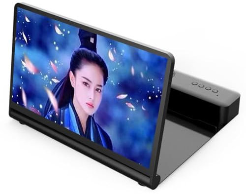 ASTVDFQK Telefon-Bildschirmlupe Mit Bluetooth-Dual-Lautsprecher-Audio, HD-3D-Mobilbildschirmverstärker for Videos, Filme, Handy Vergrößerungs Bildschirm for Alle Smartphones(Black)