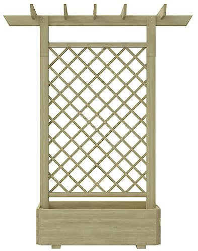 Pergola con fioriera in legno di pino impregnato verde – 162 x 56 x 204 cm – perfetto per giardini, durevole ed ecologico