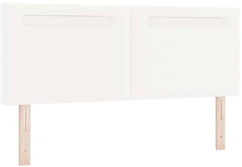 vidaXL Headboard with LED Strip Lights Wall-mounted White 160 cm PVC, Sleek Bedroom Headboard, Rectangular, Height-Adjustable, Durable, LED Wall-Mounted Design, Modern Home Furnishings, Versatile