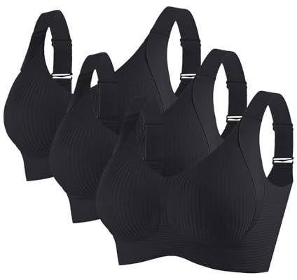 3er Pack BH Damen ohne Bügel Push Up BHS Nahtloser Bra Bequem Gepolstert Wohlfühl-BH Starker Halt Nahtlose Soft Bustier Komfort Vollschalen Gepolstert Büstenhalter Verstellbar Unterwäsche