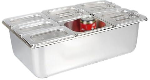 Portable Countertop Ice Display Tray - Salad Bar Buffet Station for Cold Food Pizza Toppings & Party Serving - Silver Beverage Chiller Ideal for Events & Gatherings