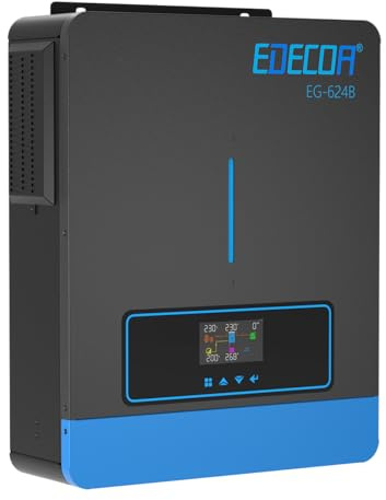 EDECOA Hybrid Wechselrichter 6200w 48v 230v Solarladegerät MPPT 120A Pur Sinus 60-500Vdc Off-Grid BMS Kommunikation Batterieladegerät Netzpriorität Solarladeregler (WiFi kompatibel)
