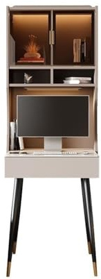 CHENGAIJIAN Computertisch Moderner Schreibtisch mit Aufsatz und Schublade, 24,8-Zoll-Laptop-Schreibtisch mit Ablagefächern und Ladestation