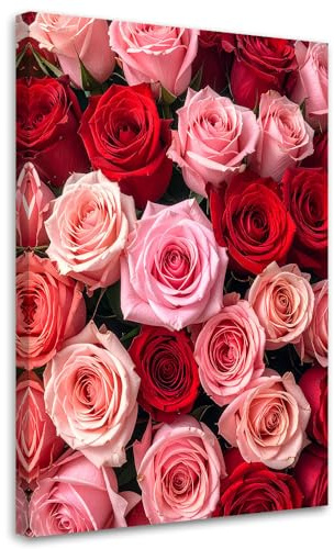Feeby Leinwandbild - Bilder Wohnzimmer - Rosen - 20x30 1tlg - Deko Schlafzimmer - Wanddekoration - Aesthetic - Groß Moderne Bild - Foto auf Leinwand