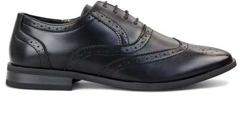 Infinity Leather Dolcetto Herrenschuhe, schwarz, klassischer Brogue, Derby, Oxford