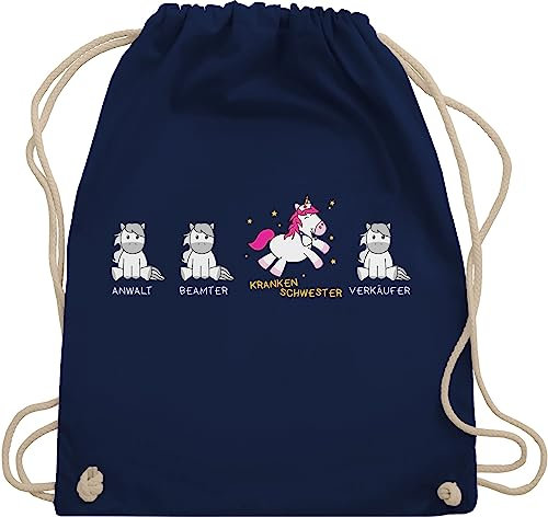 Turnbeutel Rucksack - Beruf und Job Geschenke - Krankenschwester Einhorn - Unisize - Navy Blau - stoffrucksack sportbeutel baumwolltasche tasche baumwolle turnsackerl beutel baumwoll kinder