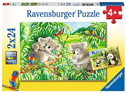 Ravensburger Kinderpuzzle - 07820 Süße Koalas und Pandas - Puzzle für Kinder ab 4 Jahren, mit 2x24 Teilen