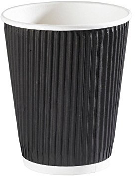 We Can Source It Ltd - 100 x 12oz Black Ripple Disposable Hot Takeaway Coffee Cups