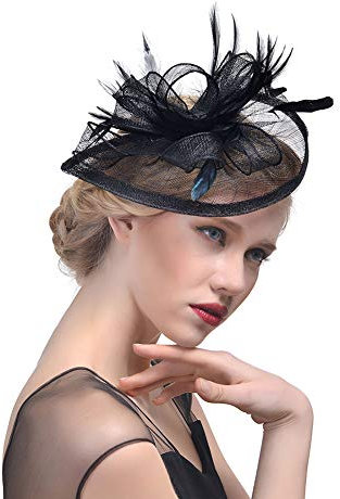Mallalah Femme Coiffure Mariage Chapeau Fascinator Soirée Bibi élégant Mini Brêt Cocktail Pince à Cheveux Plume Orné Fleur Fête Plage Mariage Vintage Bandeau