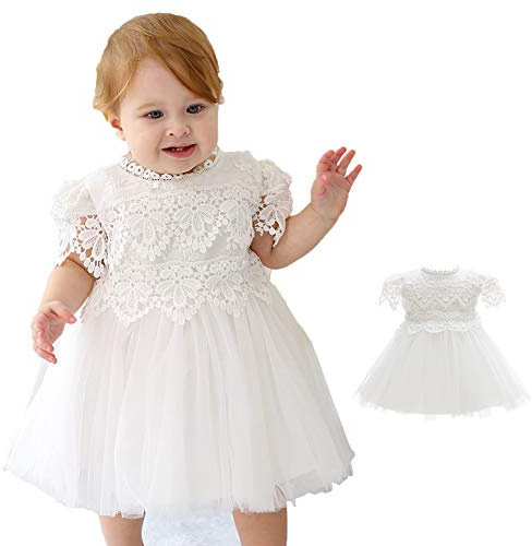 Meiqiduo Baby Girl Dress Christening Baptism Gowns Flower Girl Formal Dresses (24M/20-24Months, Ivory)