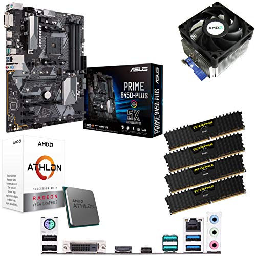 Components4All AMD Athlon 220GE 3.4GHz Dual Core Four Threads CPU, ASUS PRIME B450-Plus Motherboard & 32GB 3000MHz Corsair DDR4 RAM Pre-Built Bundle